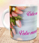 Mug tulipes roses - Tasse cadeau avec deux messages personnalises