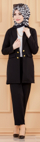 Ensemble Veste et Pantalon femme (Tenue Mode Musulmane France) - Couleur noir