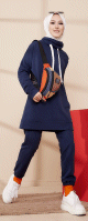 Ensemble decontracte sweat et pantalon (Tenue Sport hiver Hijab) - Couleur bleu marine