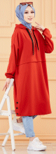 Tunique ample avec capuche (Tenue moderne et sport pour hijab) - Couleur brique