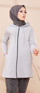 Cardigan zippe pour femme (Vetement moderne hijab 2022) - Couleur gris clair