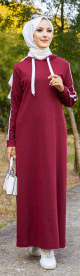 Robe avec capuche style moderne et sport (Vetement adapte pour Hijab - Nouveaute 2022) - Couleur bordeaux