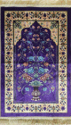 Tapis de priere de luxe anti-derapant de couleur Violet avec motifs fleurs (70 x 115 cm)