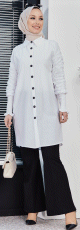 Chemise manches plissees a l'elastique (Boutique musulmane de Vetement Hijab) - Couleur blanc