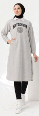 Robe - Tunique longue pour femme (Vetement Hijab moderne) - Couleur gris clair