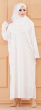 Robe de priere hijab pour femme avec son voile assorti - Couleur blanc