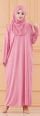 Robe de priere pour femme avec son voile assorti (Ensemble hijab pour musulmane) - Couleur rose