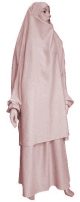 Jilbab deux pieces (Cape + Jupe) - Tissu de qualite superieure - Couleur rose poudre