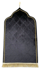Tapis de priere de luxe dore pour adulte sous forme de mosquee (Mihrab) - Couleur noir dore