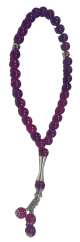 Chapelet (Subha) de luxe a 33 grosses perles de couleur Mauve violet avec petites perles argentees