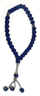 Chapelet (Subha) de luxe a 33 perles de couleur Bleu avec petites perles argentees