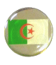 Mini-badge autocollant drapeau algerien (Algerie) sur fond argente