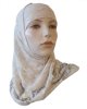 Hijab beige 2 pieces avec dentelle a motifs
