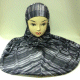Hijab "Amira" avec motifs noir, blanc et argentes - 2 pieces