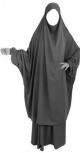 Jilbab femme adulte 2 pieces - Cape + Jupe evasee gris fonce