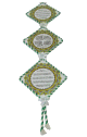 Tableaux decoratifs pendentifs en forme de losange tisses en vert et blanc sur le cadre avec versets coraniques